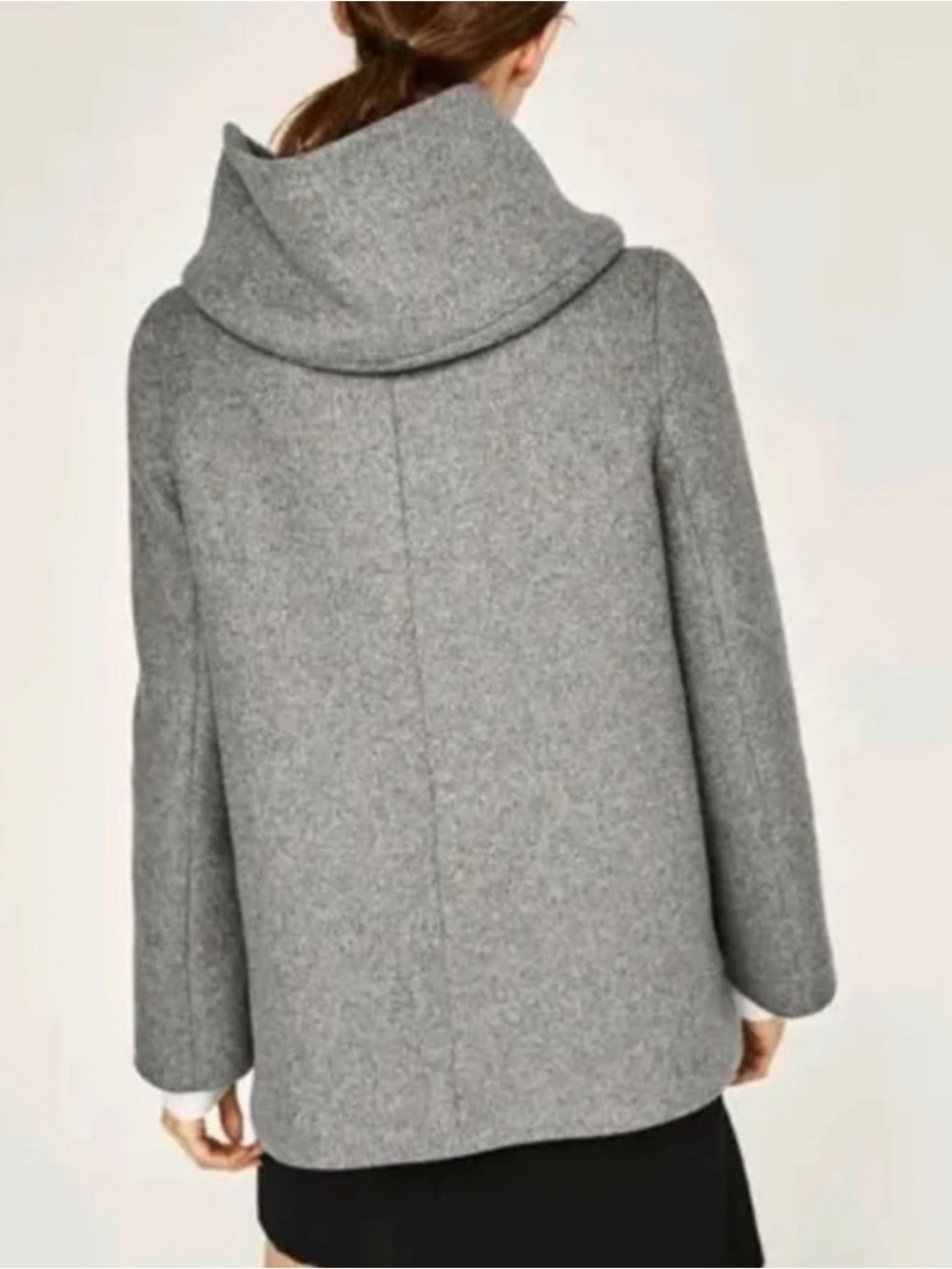 Zara Light Grey Hooded Pea Coat - Picture 2 of 8